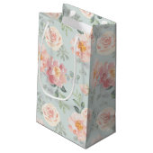 Pink Rose Pastel Garden Pattern Klein Cadeauzakje (Achterkant Gekanteld)