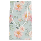 Pink Rose Pastel Garden Pattern Klein Cadeauzakje (Voorkant)