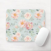 Pink Rose Pastel Garden Pattern Muismat (Met muis)