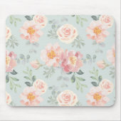 Pink Rose Pastel Garden Pattern Muismat (Voorkant)