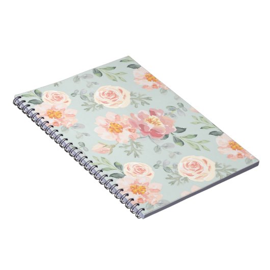 Pink Rose Pastel Garden Pattern Notitieboek (Rechterzijde)