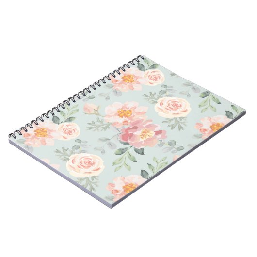 Pink Rose Pastel Garden Pattern Notitieboek (Linkerzijde)