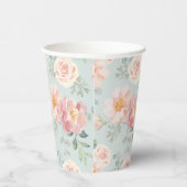 Pink Rose Pastel Garden Pattern Papieren Bekers (Rechts)