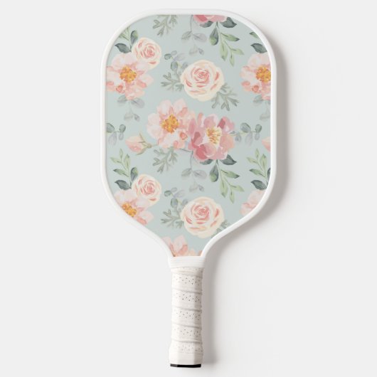 Pink Rose Pastel Garden Pattern Pickleball Paddle (Achterkant)