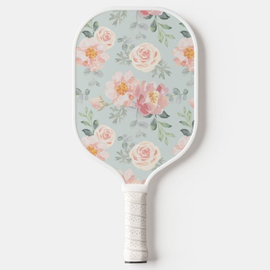 Pink Rose Pastel Garden Pattern Pickleball Paddle (Voorkant)