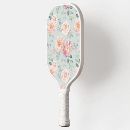 Pink Rose Pastel Garden Pattern Pickleball Paddle (Links)