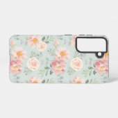 Pink Rose Pastel Garden Pattern Samsung Galaxy Hoesje (Achterkant horizontaal)