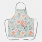 Pink Rose Pastel Garden Pattern Schort (Voorkant)