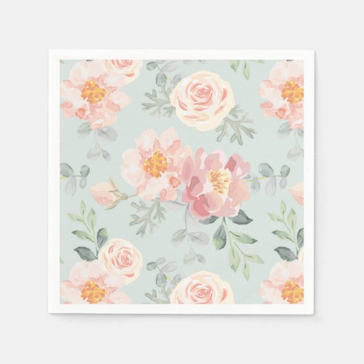 Pink Rose Pastel Garden Pattern Servet (Voorkant)