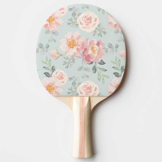 Pink Rose Pastel Garden Pattern Tafeltennisbatje (Voorkant)