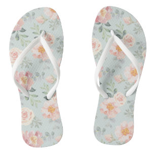 Pink Rose Pastel Garden Pattern Teenslippers