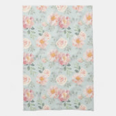 Pink Rose Pastel Garden Pattern Theedoek (Verticaal)
