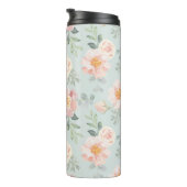 Pink Rose Pastel Garden Pattern Thermosbeker (Geroteerd rechts)