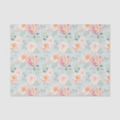 Pink Rose Pastel Garden Pattern Tissuepapier (Voorkant)
