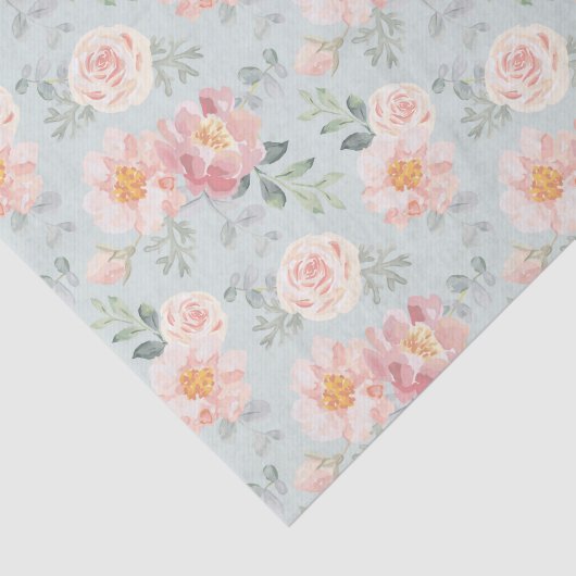 Pink Rose Pastel Garden Pattern Tissuepapier (Detail)