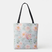 Pink Rose Pastel Garden Pattern Tote Bag (Achterkant)