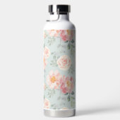 Pink Rose Pastel Garden Pattern Waterfles (Rechts)