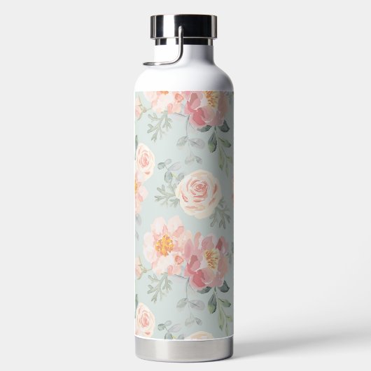 Pink Rose Pastel Garden Pattern Waterfles (Rechts)