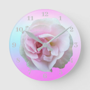 Pink Rose Pastel Paars Ombre Ronde Klok