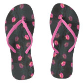 Pink Rose Pattern with Pink Strap Teenslippers (Voetbed)