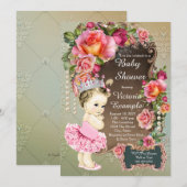 Pink Rose Pearl Tutu Princess Baby shower Kaart (Voorkant / Achterkant)