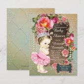 Pink Rose Pearl Tutu Princess Baby shower Kaart (Voorkant / Achterkant)