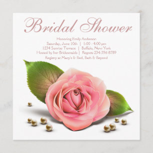 Pink Rose Pearl White Vrijgezellenfeest Kaart