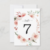 Pink Rose & Peonies Boheemse Trouwtafel Nummer Kaart (Voorkant)