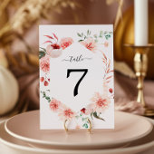 Pink Rose & Peonies Boheemse Trouwtafel Nummer Kaart