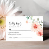 Pink Rose & Peonies Bohemian RSVP Wedding Kaart