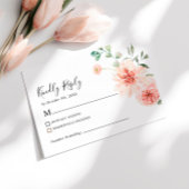 Pink Rose & Peonies Bohemian RSVP Wedding Kaart
