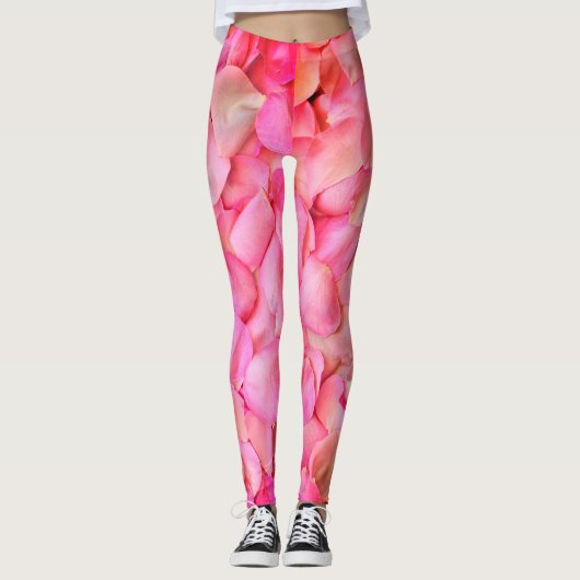 Pink Rose Petals Patroon Leggings (Voorkant)