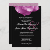 PINK Rose Petals Wedding Sjabloon F004 Kaart (Voorkant / Achterkant)