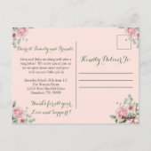 Pink Rose Photo Baby Girl Aankondiging Briefkaart (Achterkant)