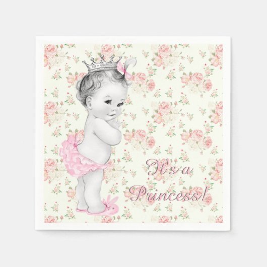 Pink Rose Pink Princess Baby shower Servetten (Voorkant)