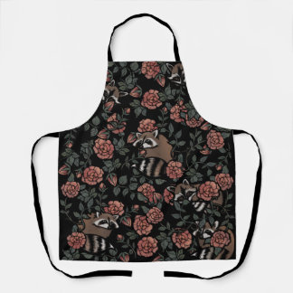 Pink Rose Raccoons Schort