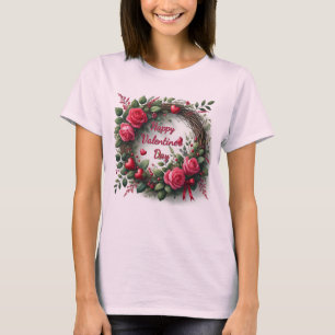 Pink Rose Red Heart Valentijnsdag T-shirt