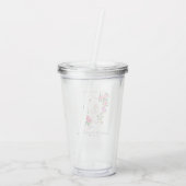 Pink Rose Ribbon Monogram Wedding  Acryl Drinkbeker (Achterkant)