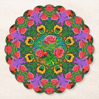Pink Rose Rings 4 Kartonnen Onderzetters