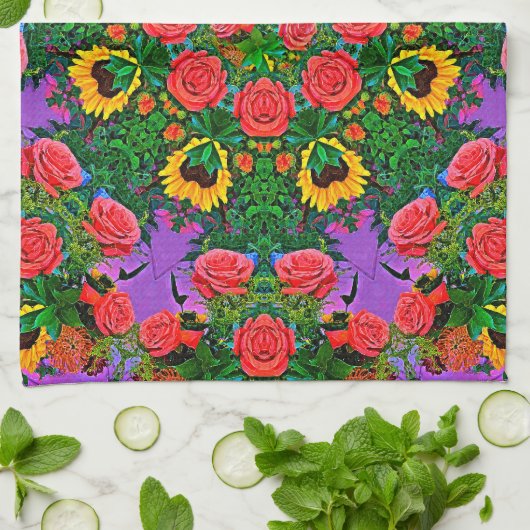 Pink Rose Rings 4 Theedoek (Gevouwen)