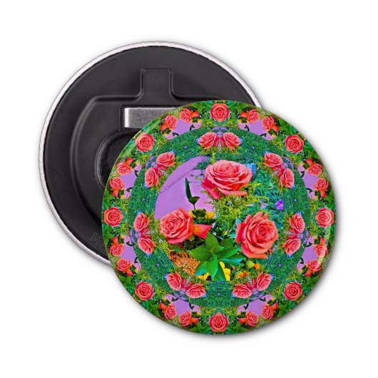 Pink Rose Rings Button Flesopener (Voorkant)