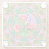 Pink Rose Rings Glazen Onderzetter (Achterkant)