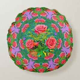 Pink Rose Rings Rond Kussen