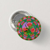 Pink Rose Rings Ronde Button 3,2 Cm (Voorkant /achterkant)