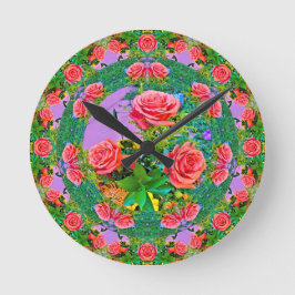 Pink Rose Rings Ronde Klok