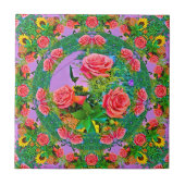 Pink Rose Rings Tegeltje (Voorkant)