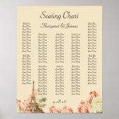 Pink Rose  Romantic Seating Chart Poster (Voorkant)