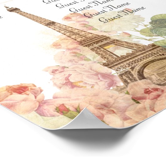 Pink Rose  Romantic Seating Chart Poster (Hoek)