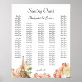 Pink Rose  Romantic Seating Chart Poster (Voorkant)