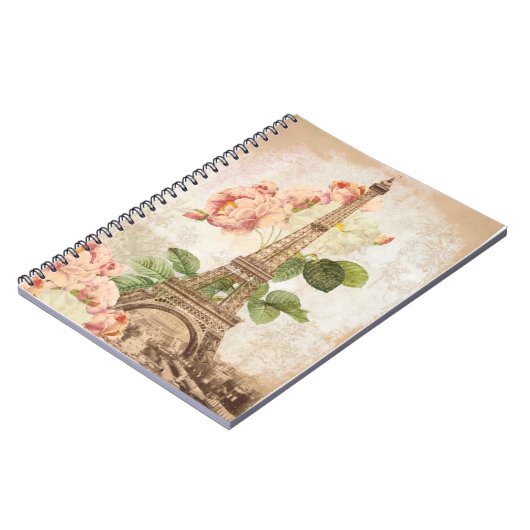 Pink Rose  Romantic Spiral notebook, Parijs roze Notitieboek (Linkerzijde)